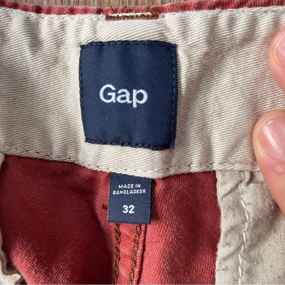 🎯3/$10 GAP Rust Brick Red Cargo Shorts 32 Cotton Linen Blend - Picture 2 of 7